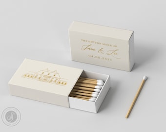 Foiled Wedding Matchboxes #3 - Custom Venue Wedding Matches, Matchbox, Wedding Match Favors, Match Boxes, Candle Matches, Bridal Favors