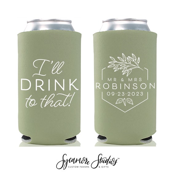 I'll Drink to That Tall Boy 16oz Wedding Can Cooler -  Israel