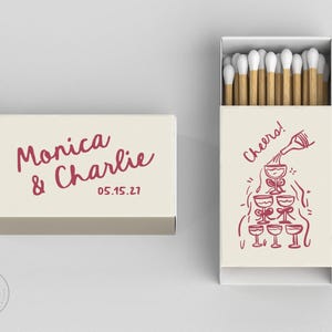Foiled Wedding Matchboxes #73 - Champagne Tower - Wedding Matches, Matchbox, Wedding Match Favors, Match Box, Candle Matches, Bridal Favors
