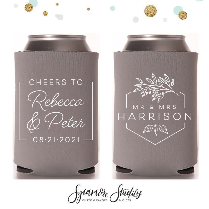 Wedding Cups Wedding Can Cooler /& Stadium Cup Package #174 Custom Cheers to The Mr and Mrs Wedding Favors Wedding Favor Package