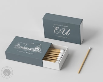 Foiled Wedding Matchboxes #15 - Custom Venue Wedding Matches, Matchbox, Wedding Match Favors, Match Boxes, Candle Matches, Bridal Favors