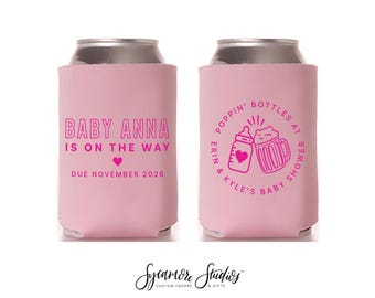 Poppin Bottles - Baby Shower Can Cooler #12 - Custom - Baby Shower Favor, Drink Holder, Party Favor, Beer Can Cooler, Can Holder, Drink Cold