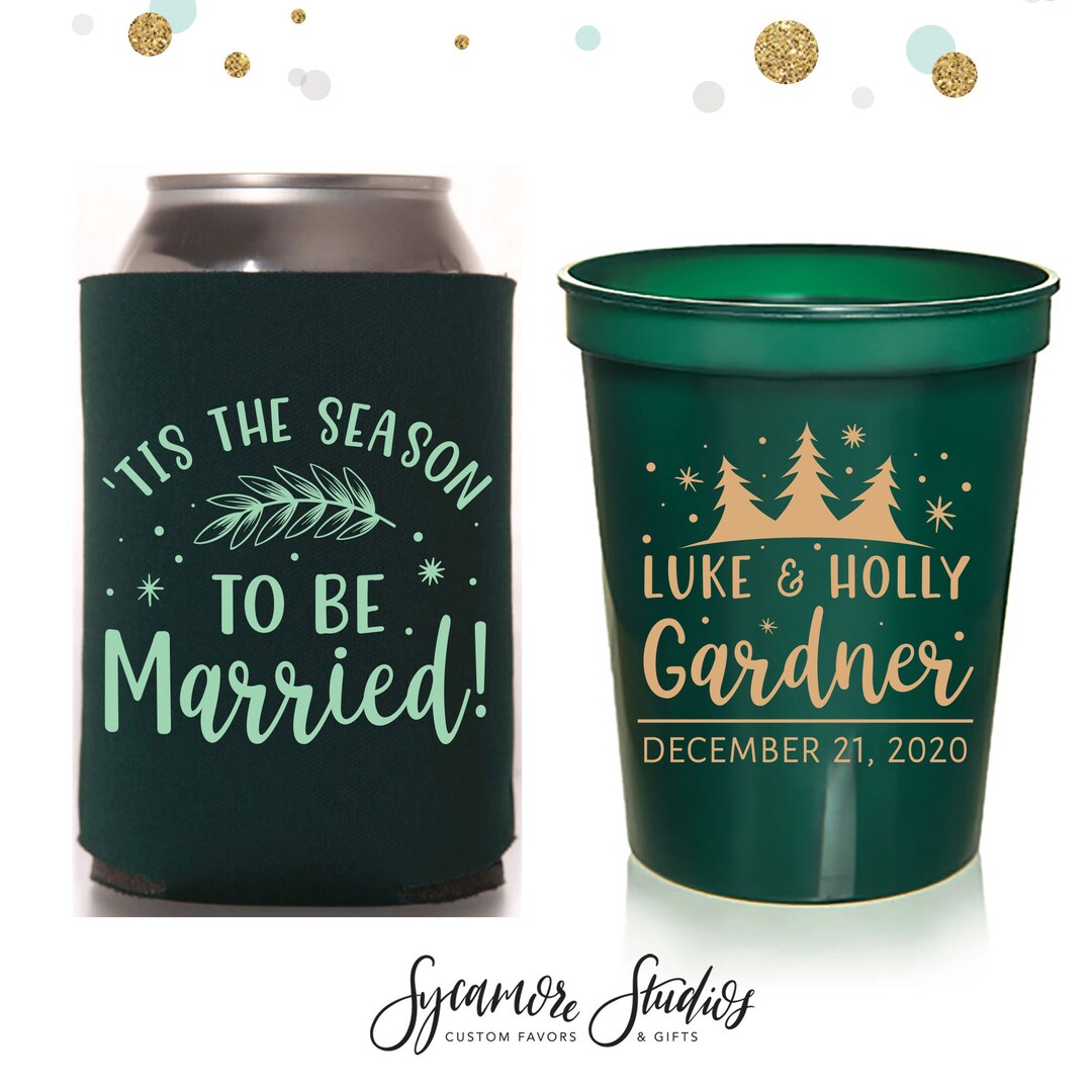 Wedding Can Cooler & Cup Package 178 Tis the Season Etsy