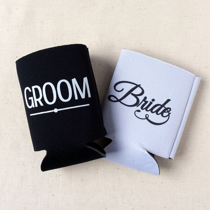 To Have and To Hold Wedding Can Cooler 38R Custom Bridal Wedding Favors, Beverage Insulators, Beer Huggers image 5