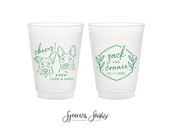 12oz or 16oz Frosted Unbreakable Plastic Cup #221 - Custom Pet Illustration