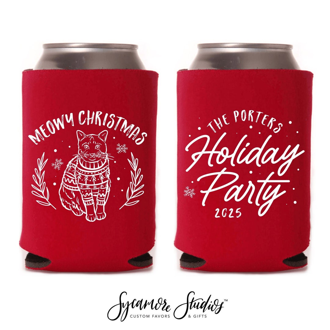 Personalized Christmas Can Coolers - 12 Pc.