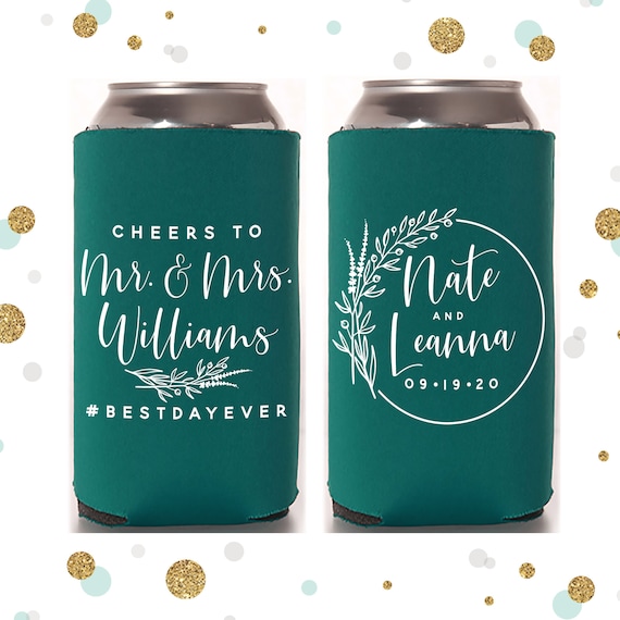 Cheers to the Mr and Mrs Tall Boy 16oz Wedding Can Cooler 140T