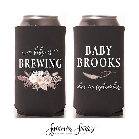 A Baby is Brewing Baby Shower Full Color Slim Can Cooler 6FS Baby