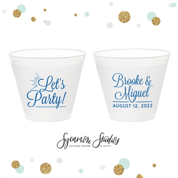 9oz Frosted Unbreakable Plastic Cup 150 Let's Party Custom Bridal