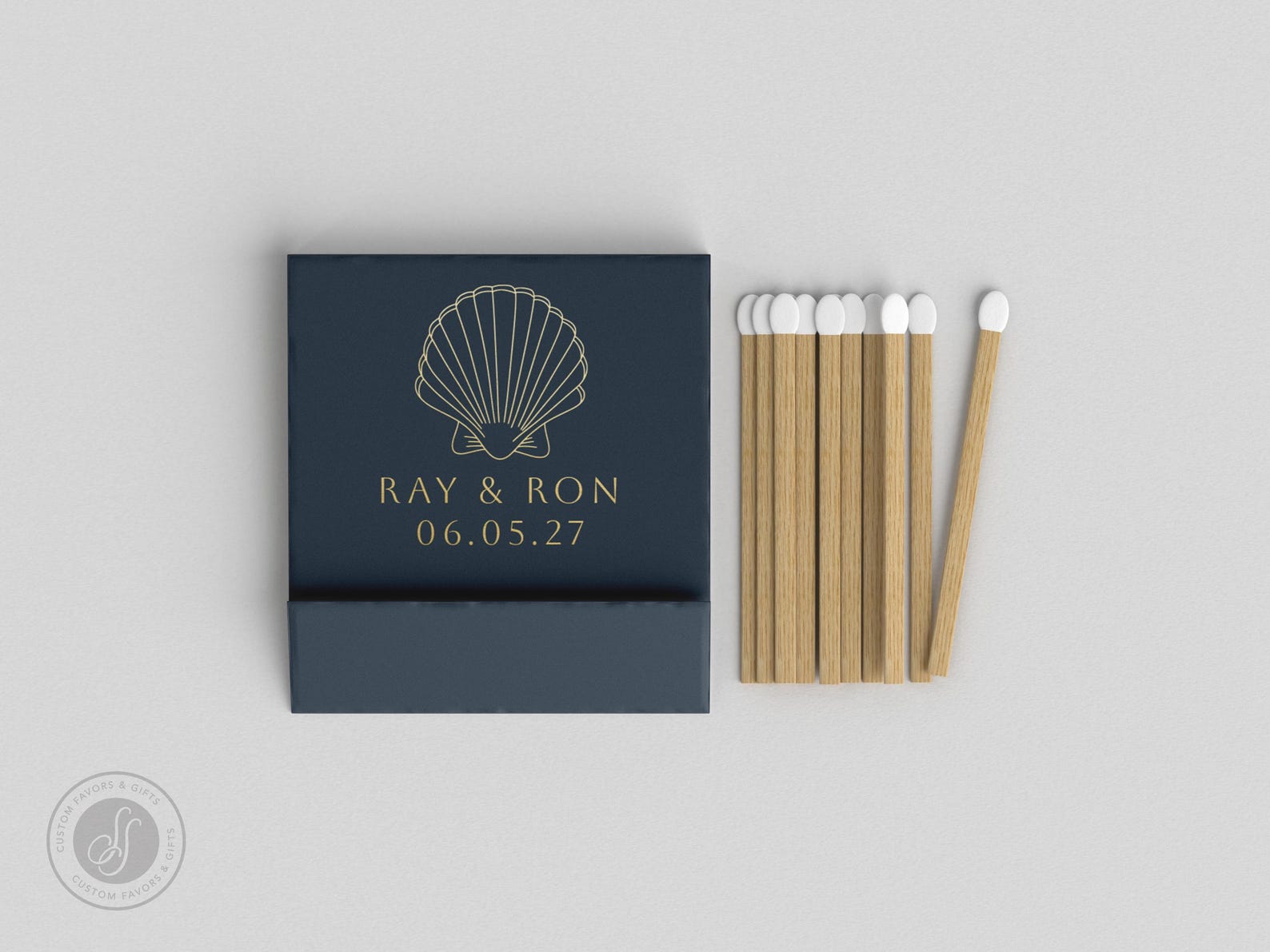 Shell Match Foiled Wedding Matchbooks #52 - Shell Wedding Matches, Match Book ...