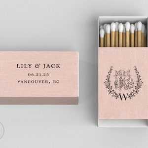 Foiled Wedding Matchboxes #22 - Custom Pet Illustration, Wedding Matches, Matchbox, Wedding Match Favor, Matches, Candle Favor, Bridal Gift