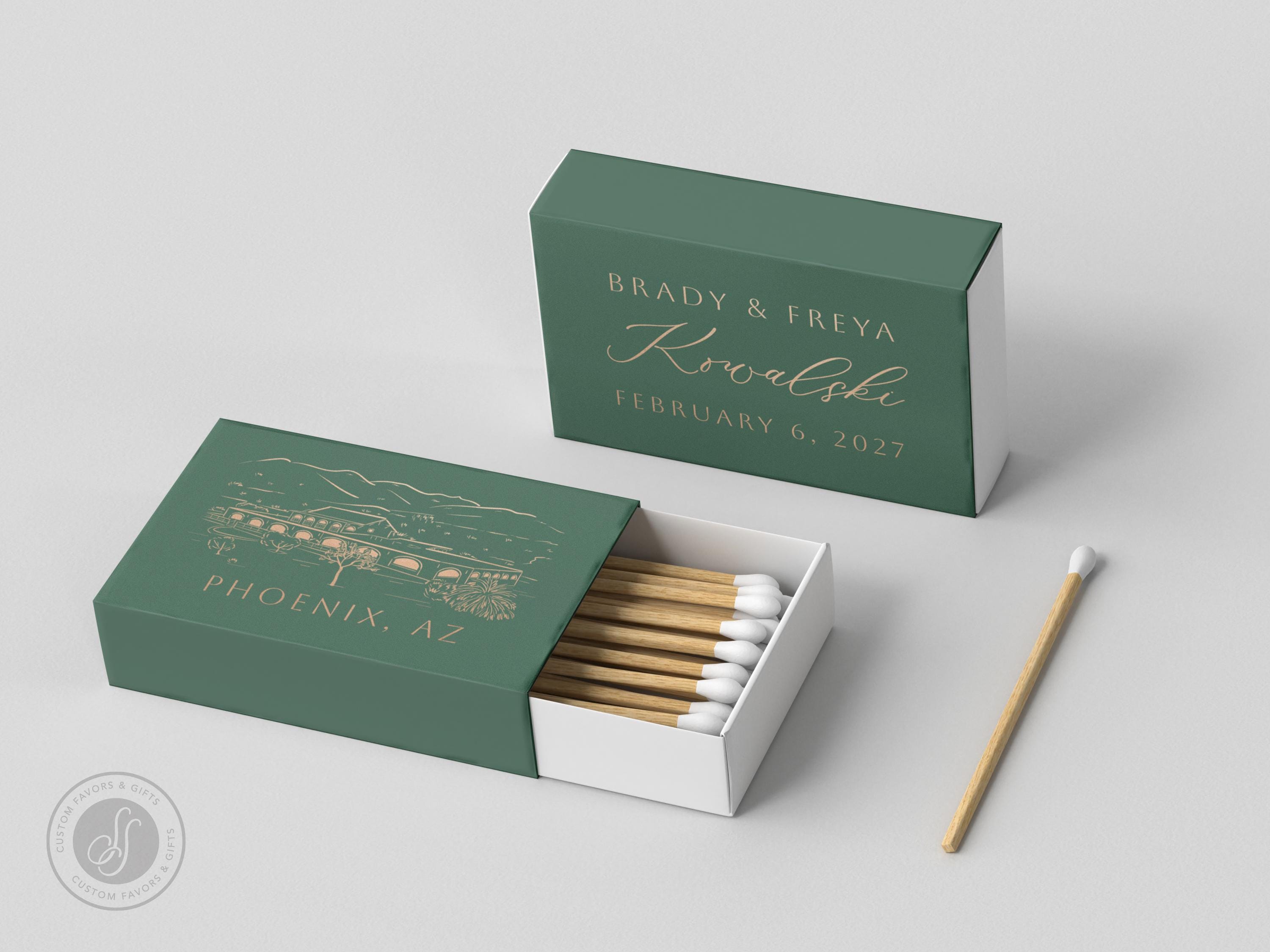 Foiled Wedding Matchboxes