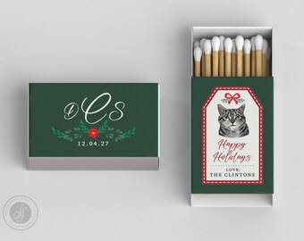 Wedding Matchboxes Full-Color #21 - Custom Pet Illustration, Holiday Matchbox, Wedding Match Favors, Match Boxes, Pet Matches, Bridal Favors