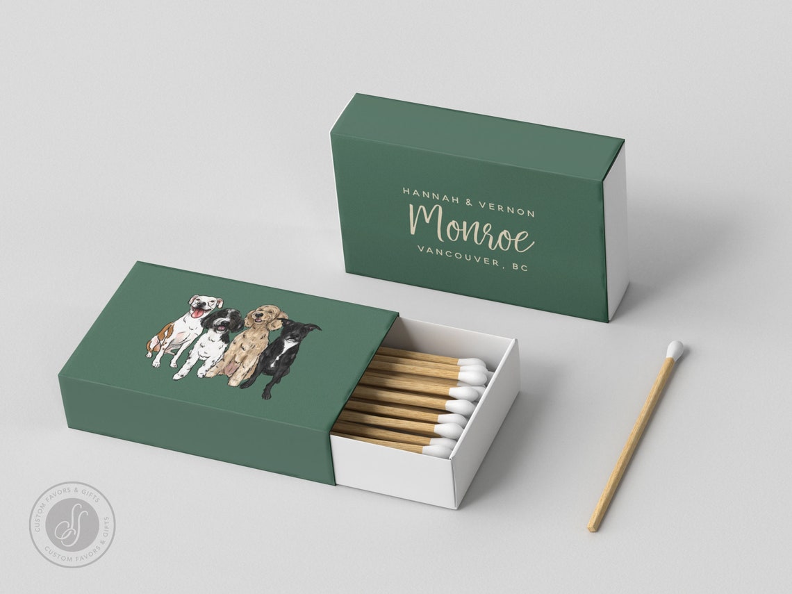 Wedding Matchboxes Full-color #8 - Custom Pet Illustration, Matchbox ...