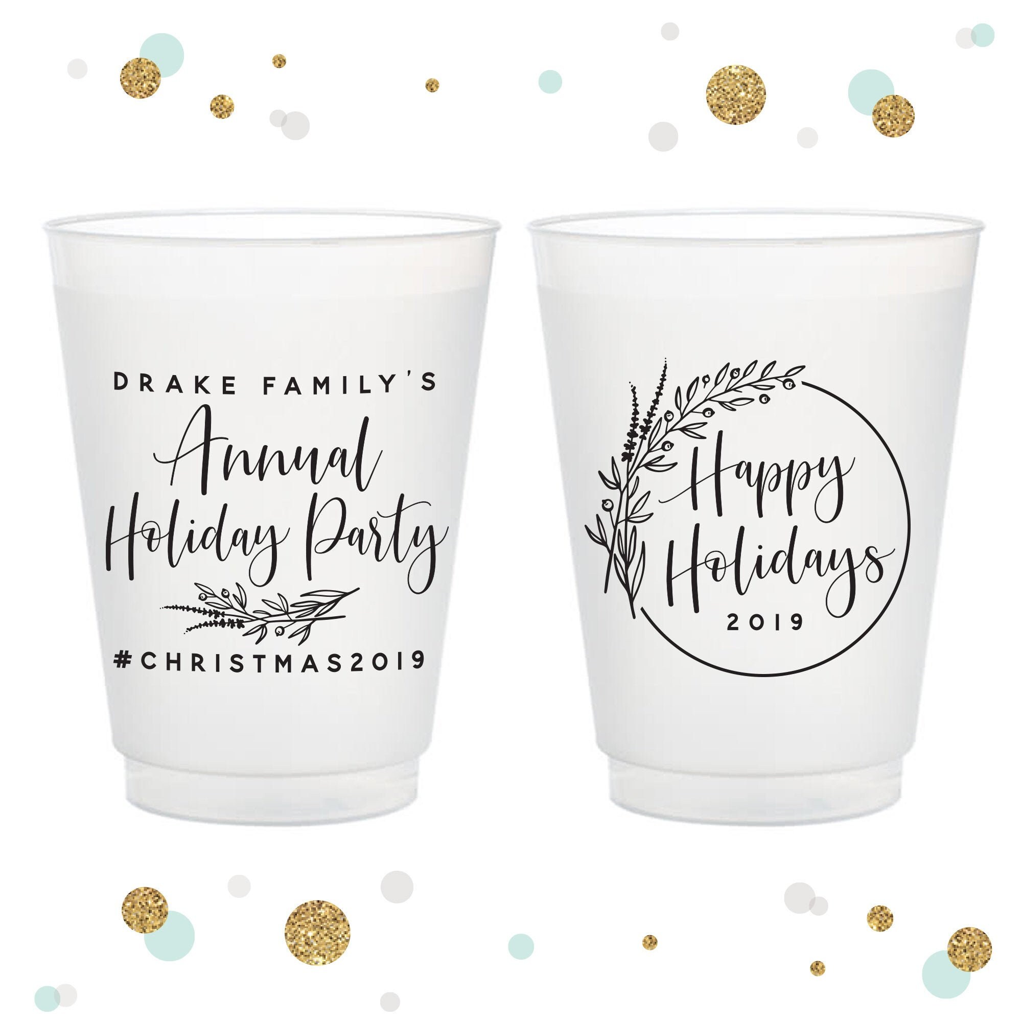 Happy Holidays Frosted Plastic Cups, Christmas Holiday Cups, Holiday Party Plastic  Cup for Beer, Christmas Party Favors, Christmas Cup 125 