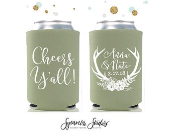 Cheers Y'all - Antlers - ウェディング缶クーラー #72R - カスタム - ウェディングギフト、飲料保冷剤、ビール愛好家