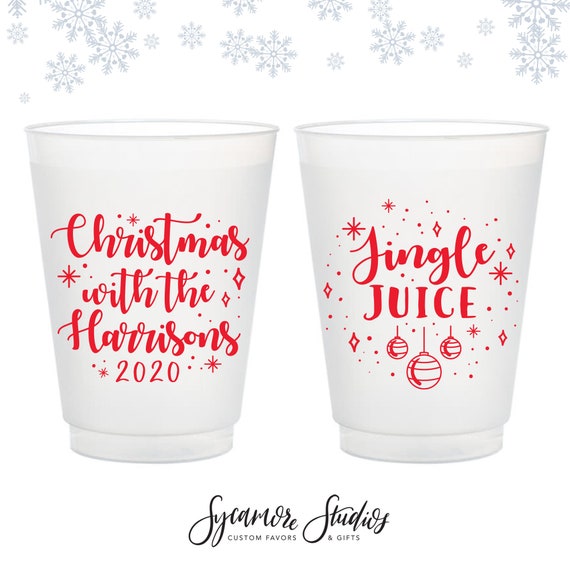 Frosted Unbreakable Plastic Cup 18 12oz or 16oz Jingle Juice
