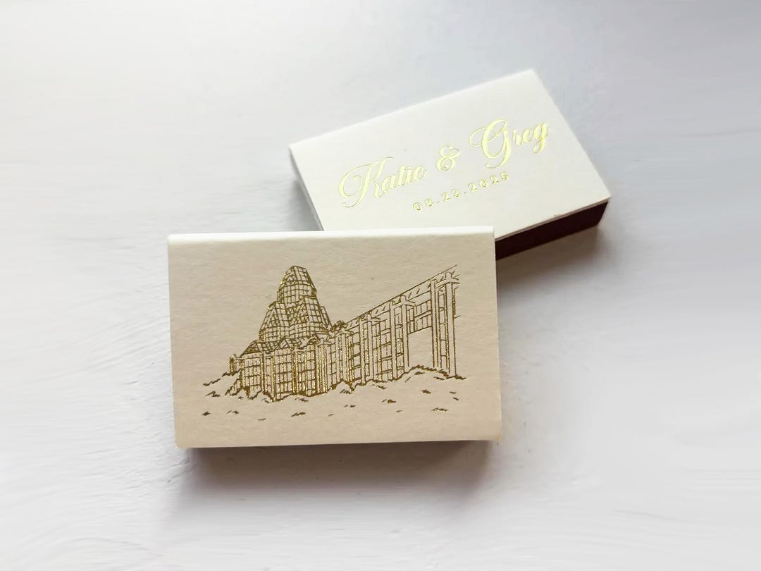 Matches Design Custom Venue Wedding Matchboxes #81 – Foil Stamped Wedding Favors ...
