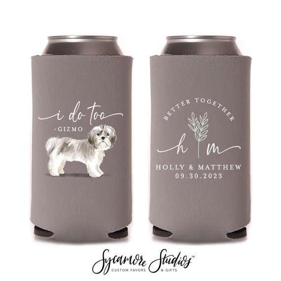 Custom Illustrated Dog Can Holder Wedding Pet Can Cooler, Wedding Favors,  Beverage Insulators, Beer Huggers, Wedding Favor, Beer Holder 