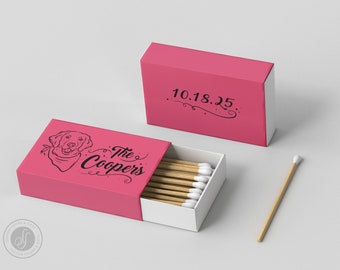 Foiled Wedding Matchboxes #7 - Custom Pet Illustration, Wedding Matches, Matchbox, Wedding Match Favor, Match Box, Candle Favor, Bridal Gift