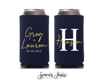 Full Color Slim Can Cooler #25FS - Modern - Wedding Favors, Drink Holder, Wedding Favor, Beer Can Holder, Can Holder, Wedding Decor