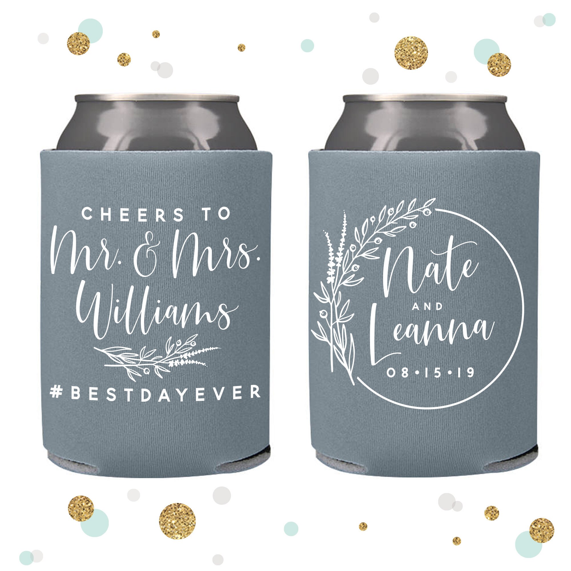 Wedding Cups Wedding Can Cooler /& Stadium Cup Package #174 Custom Cheers to The Mr and Mrs Wedding Favors Wedding Favor Package