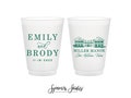 12oz or 16oz Frosted Unbreakable Plastic Cup #227 - Custom Venue Illustration - Wedding Favor, Wedding Cup, Party Cups, Party Favors