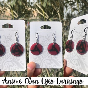 Anime Custom Earrings, Anime Clan Eyes Earrings, Stainless Steel Earrings