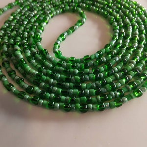 Multiple green and bead shape waistbeads