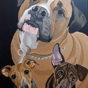 Custom Pet Portrait, Pet Portrait, Multiple Pet Portrait, Dog Portrait, 3 Pets, Pet Painting, From Photograph, Pet Gift, Memorial Portrait image 8