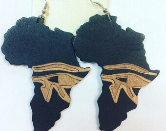 Beautiful African Earrings are made of laser cut wood and hand painted.