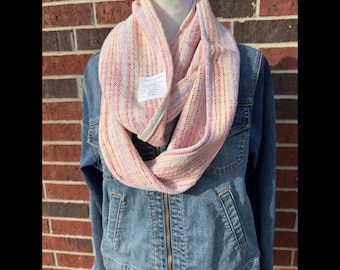 Infinity scarf "Moonstone" cotton handwoven handdyed orange purple