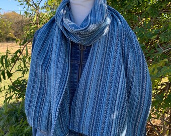 Long Scarf "Sea Farer" cotton handwoven