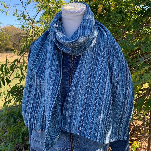 Long Scarf "Sea Farer" cotton handwoven