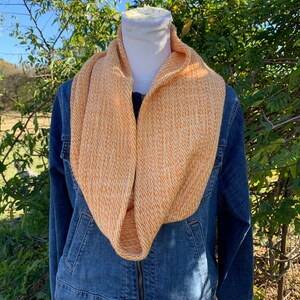Infinity Scarf &quot;Dreamsicle&quot; cotton silk superwash wool hand dyed handwoven