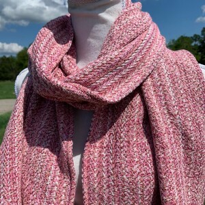 Long Scarf fringe &quot;Summer Rose&quot; cotton hand dyed handwoven