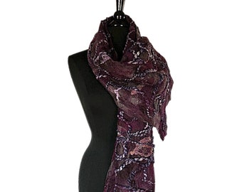 Purple and Grey Felted Wrap, Felted Scarf, Felted Shawl, Nuno Scarf/Wrap/Shawl, Fashion Scarf, Graceful Ewe Fiber Arts: Funky fashion