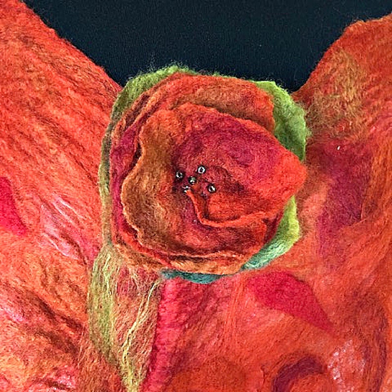 Sunset colors Felt Wrap, Nuno Felted Wrap, Felted Shawl, Bridal Wedding Accessories, Beach wedding, GracefulEweFiberArts: Caribbean Sunset image 10