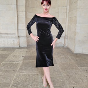 Tango Dress, Dance Dress, Performance Dress, Velvet Dress, Black Dress