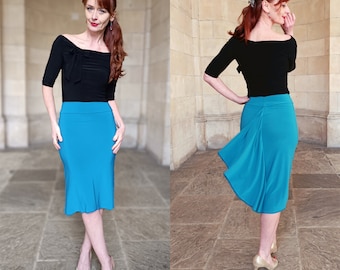 Tango skirt, Dance skirt, Fishtail skirt, Tango clothes, Jersey skirt, Midi skirt  - CORINA