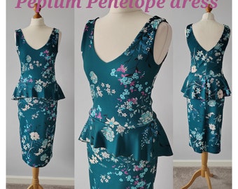 Tango Dress, Peplum Dress, Dance dress, Pencil dress - Penelope