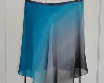 Ballet wrap skirt, dance skirt, chiffon skirt, rehearsal skirt: Teal Ombre