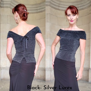 Dance top, Tango top, Bardot top, Summer top, Lurex top, Off shoulder top, Fitted top - Felicity