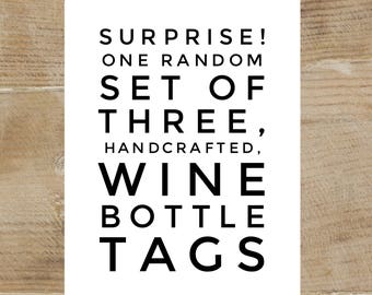 Grab Bag Wine Bottle Tags - Willekeurige gift tags voor wijn - Wijnfles Tags - Set van 3