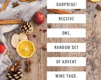 Willekeurige Designs - Christmas Countdown Tags, wijn komst Tags, volwassen adventkalender, wijn adventkalender, Set van 25