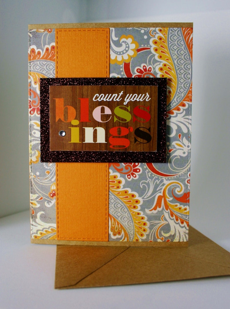 Fall Card Count Your Blessings Card Fall Leaves Card Autumn Leaves Card Happy Fall Card Thanksgiving Card Blank Card