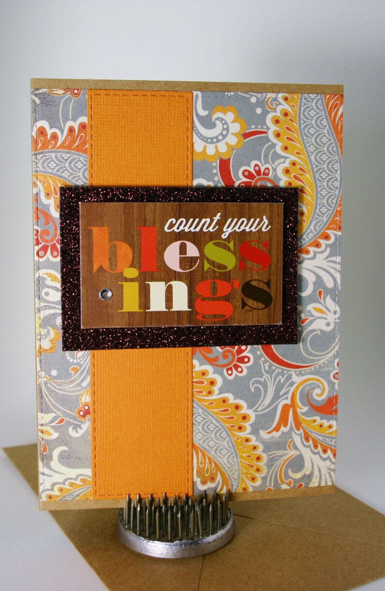 Fall Card Count Your Blessings Card Fall Leaves Card Autumn Leaves Card Happy Fall Card Thanksgiving Card Blank Card