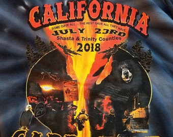 Carr fire 2018, Shasta county carr fire, Trinity county fire, 2018 California wildland fire, California fire shirts, firefighter tee shirts
