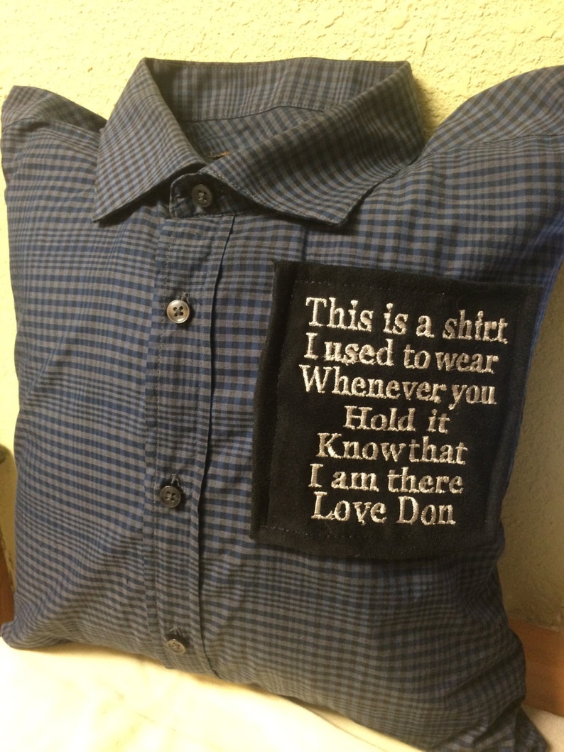 Memory Tshirt button up Shirt Pillow With Saying of Your | Etsy