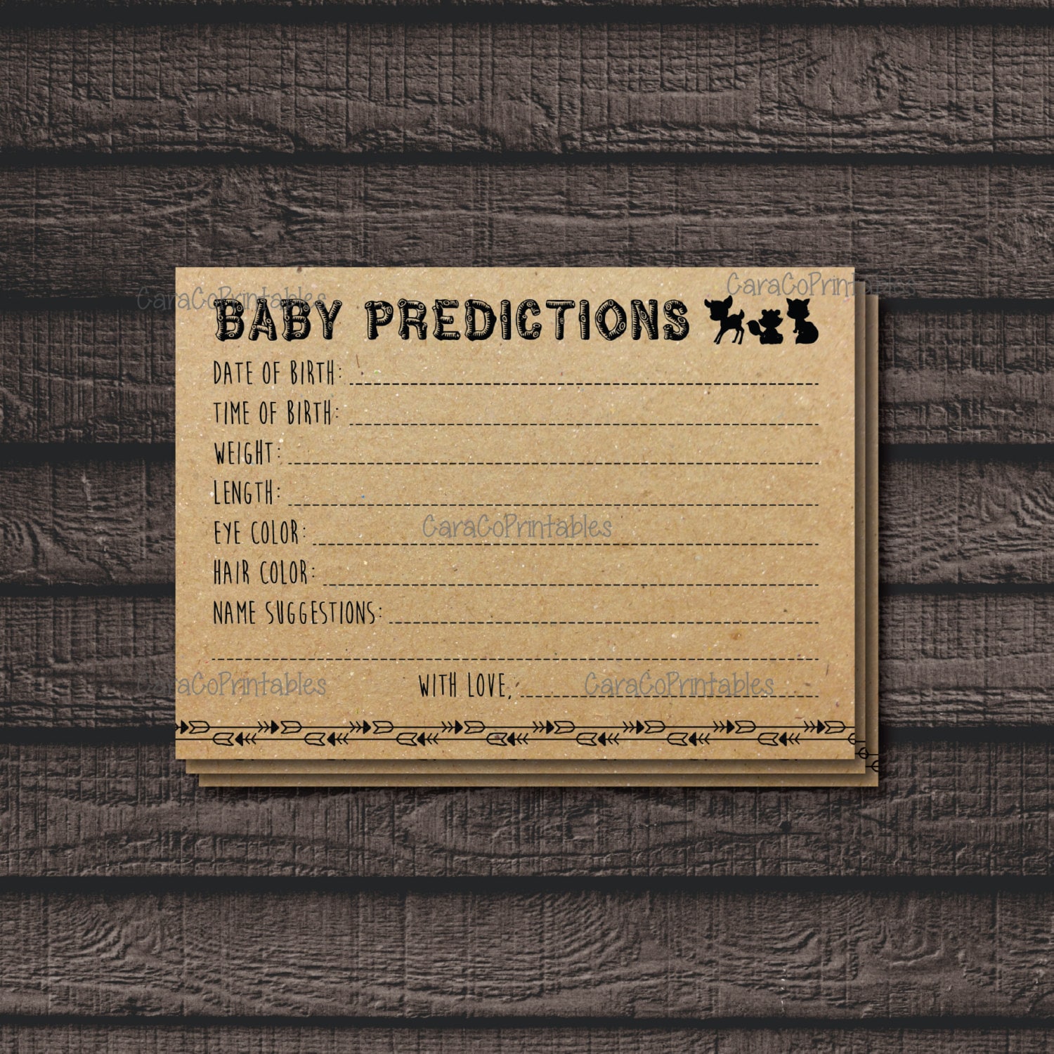 Baby Predictions Game, Baby Statistics, Baby Shower Baby Animals Theme ...